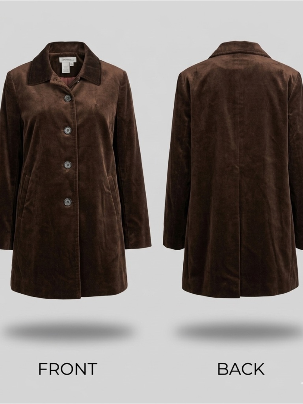 🤎Vtg Y2K Isabella Bird Brown‎ Velvet Velour Car Coat A-Line Size 14 8867-11🤎
